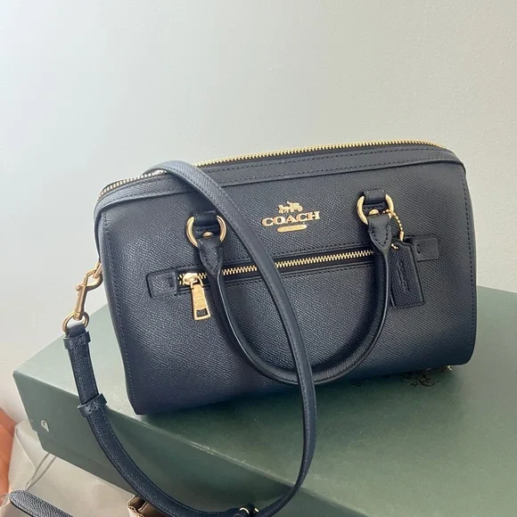 NWT Coach Navy Rowan Satchel - Picture 7 of 8